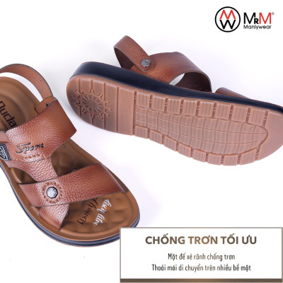 Dép Sandal Nam Da Bò Đế Cao Đúc Nguyên Khối, Đường Khâu Chắc Chắn, Đế Massage Mềm Mại Êm Chân - DC01
