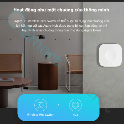 Nút nhấn không dây Aqara T1 Wireless Mini Switch WB-R02D Zigbee 3.0 Quốc Tế - Hàng Chính Hãng