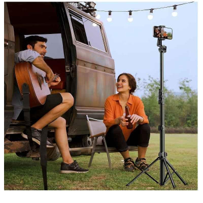 Ugreen UG15609LP680TK cao 50cm - 170cm 67inch có điều khiển Bluetooth Tripod 3 chân đế màu đen Gậy tự chụp ảnh kẹp điện thoại - HÀNG CHÍNH HÃNG