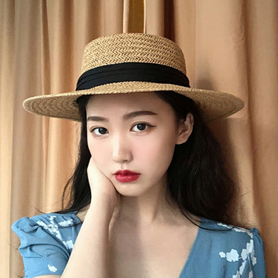 Nón đi biển mũ cói vành phẳng cao bồi chống nắng UV thoáng mát dona22051901