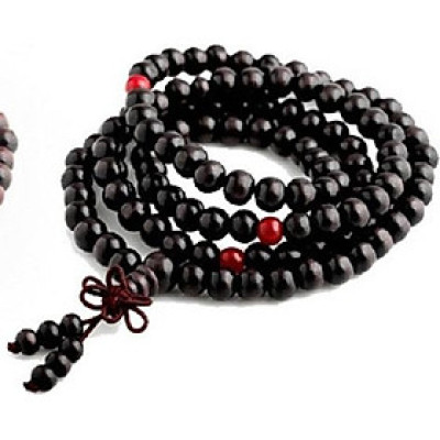 Combo Vòng đeo tay Chuỗi 108 hạt gỗ tự nhiên, Phong cách Phật Giáo, thắt nơ, Kèm túi Nhung.