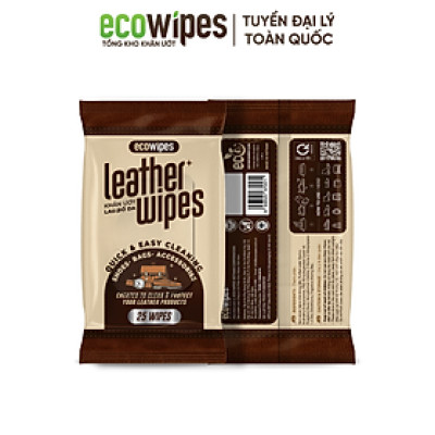Khăn ướt vệ sinh giày da túi da ví da Leather EcoWipes gói 25 tờ tinh chất sáp ong