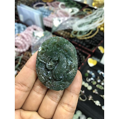 Mặt dây chuyền rồng đá ngọc băng tảo