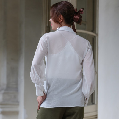 Áo Sơ Mi Áo Kiểu Nữ Đẹp Thời trang thiết kế Hity TOP119 (Trắng Kim Cương)