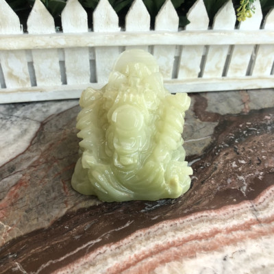 Tượng Cóc Ba Chân, Cóc Ngậm Tiền, Thiềm Thừ phong thủy chiêu tài lộc đá ngọc Onyx - Dài 8 cm