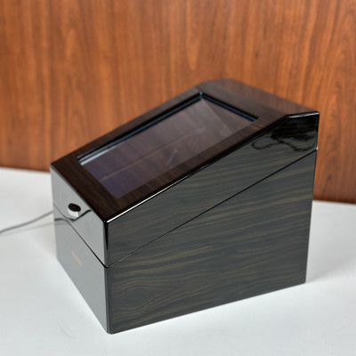 [BH 2 Năm Động Cơ] Hộp Đồng Hồ Cơ 3 Xoay + 3 Tĩnh SAIKE Vỏ Gỗ Sơn Vân Gỗ Mun Có Đèn Led