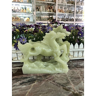 Tượng con ngựa phong thủy rước công danh tài lộc đá ngọc Onyx trang trí phòng khách, bàn làm việc - Dài 20 cm
