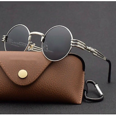 Kính râm Mắt Tròn Unisex Kim Loại Cao Cấp Cổ Điển