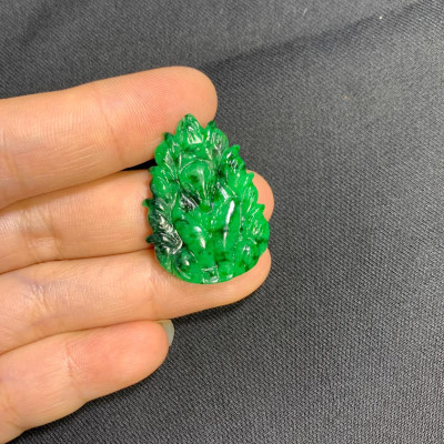 Mặt dây chuyền Hồ ly chúa đá cẩm thạch MS33d