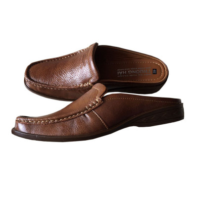 Giày sục nam Trường Hải da bò màu vàng trơn đế kếp may chắc chắn  SP039