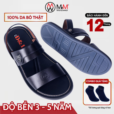 Dép Sandal Nam Da Bò Đế Cao Su Nguyên Khối, Đường May Chắc Chắn, Mềm Mại Êm Chân MRM Manlywear
