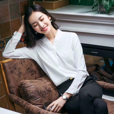 Áo sơ mi công sở kiểu áo sơ mi kiểu đắp chéo cổ V QK01 -  Áo sơ mi công sở hàn quốc