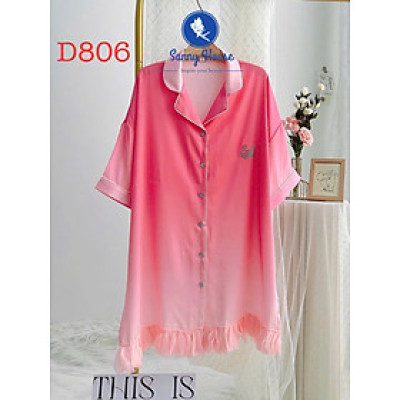 Đầm Sơmi D802 Lụa Quảng Châu Cao Cấp Đính Đá Thiên Nga Xinh Xắn