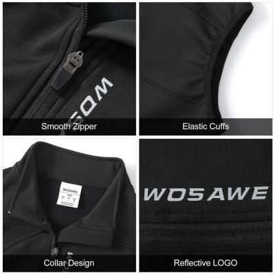 Áo khoác nam Wosawe Bo282 lót lông cừu không tay cho tập luyện thể thao ngoài trời chạy đi bộ đường dài