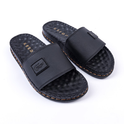 Dép da nam quai ngang cao cấp đế massage KEEDO KD0613