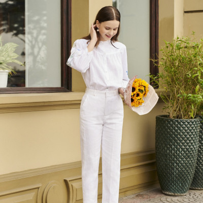 Áo Linen Thêu Tay Mơ TOP206 Thời trang thiết kế Hity