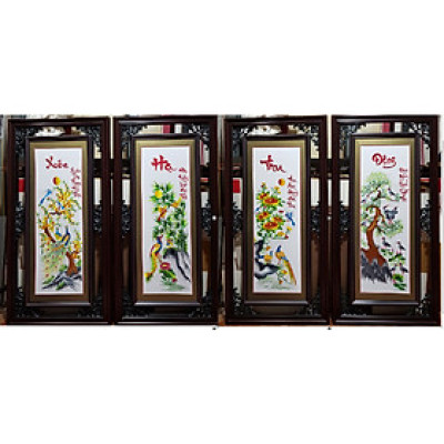 TRANH THÊU - TÙNG CÚC TRÚC MAI ( BỐN MÙA BÌNH AN)