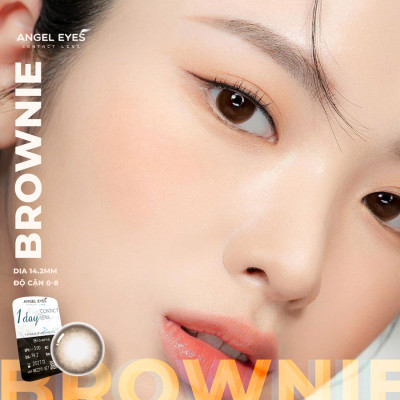 Lens 1 ngày màu có độ cận gồm 2 màu nâu & xám siêu ẩm nhãn hiệu Angel Eyes Hàn Quốc - Đường kính 14.2mm - Độ cận 0-8