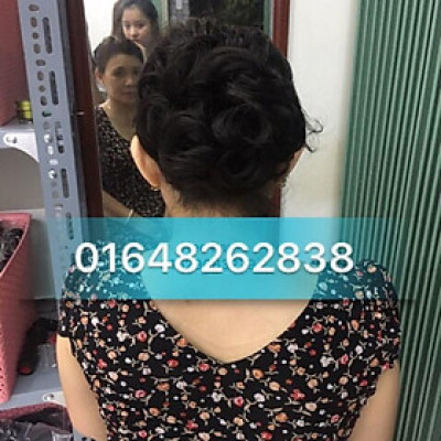 Tóc giả Búi xoăn trung niên- hình thật