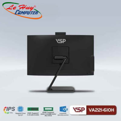 Máy tính để bàn All In One VSP VA221-610H Black (Sản phẩm AIO này chưa bao gồm CPU - Ram - SSD) - Hàng Chính Hãng