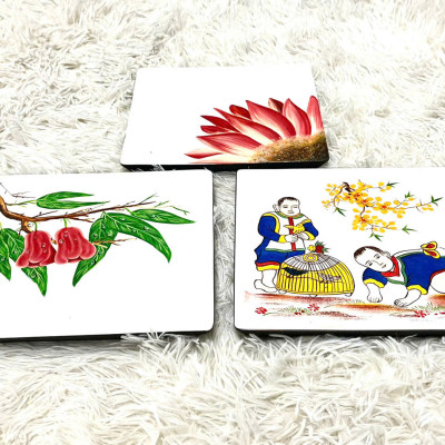 Dĩa vuông sơn mài cao cấp Thanh Bình Lê họa tiết da dạng