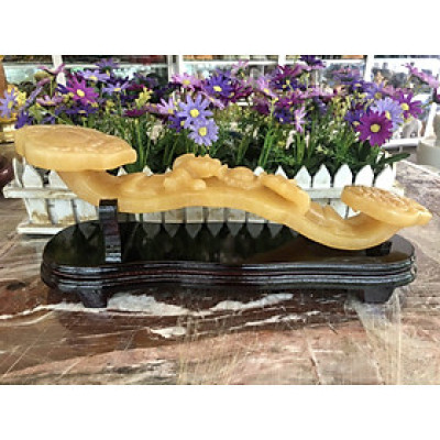 Gậy như ý phong thủy may mắn vạn sự như ý đá ngọc hoàng long - Dài 41 cm