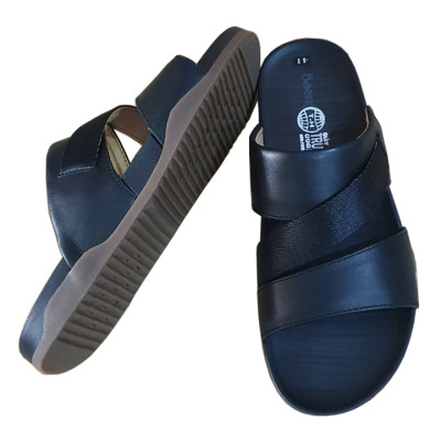 Dép Nam Quai Ngang  Da Bò Chính Hãng Trường Hải Màu Đen DN166  Thời Trang Cao Cấp Trẻ Trung 