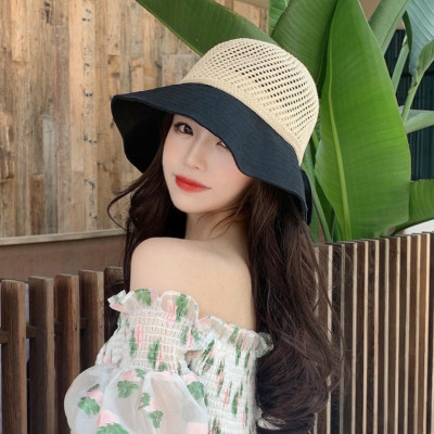 Nón nữ đi biển đẹp mũ rộng vành chống nắng UV cho nữ chất liệu cói vải gấp gọn dona2203204