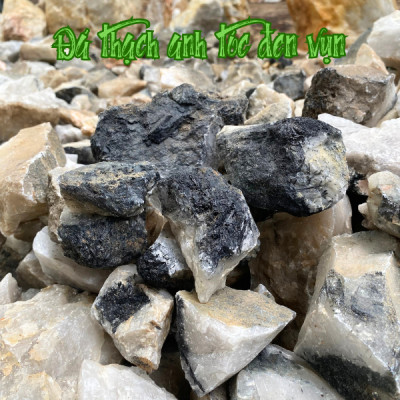 Đá thạch anh tóc đen thô vụn 4x6cm NHASAN rải sàn trấn trạch, chôn nền tăng sinh khí, bồi hoàn long mạch