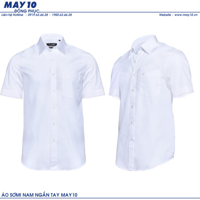 Áo sơ mi nữ sợi tre cộc tay màu trắng May 10 mã 010221156WON