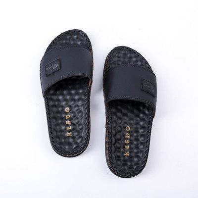 Dép da nam quai ngang cao cấp đế massage KEEDO KD0613