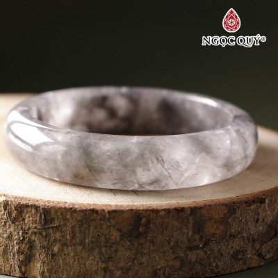 Vòng tay nguyên khối đá thạch anh xám khói mệnh thổ kim - Ngọc Quý Gemstones