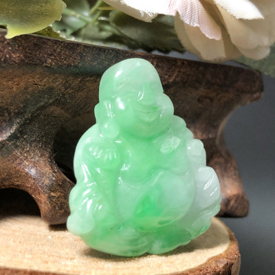 Mặt Phật Di Lặc Cẩm Thạch xanh lí cao cấp