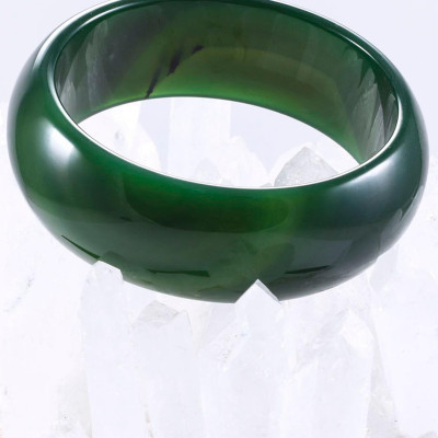 Vòng tay đá mã não xanh bản hẹ dày ni 58 mệnh hoả, mộc - Ngọc Quý Gemstones