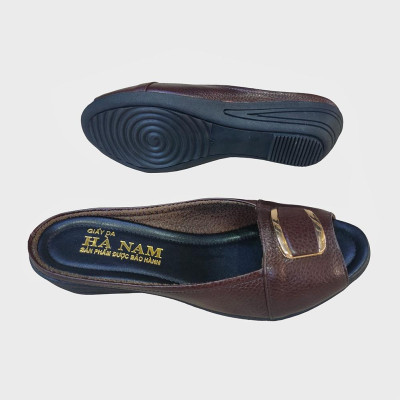 Dép Nữ Quai Ngang Đế Xuồng Da Bò Thật TiTi ĐÔ Cao Cấp DNU2095d
