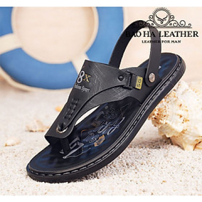 Dép nam xỏ ngón da thật BHD3008 Dép quai hậu nam