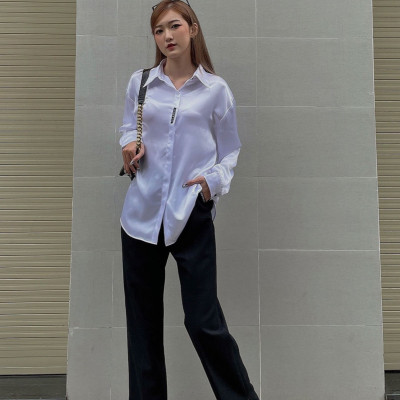 LAAS Áo somi silk tay dài lụa mềm mại thoáng mát