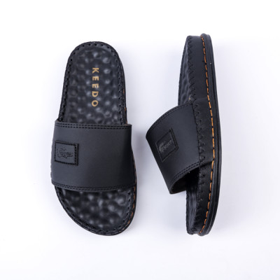 Dép da nam quai ngang cao cấp đế massage KEEDO KD0613