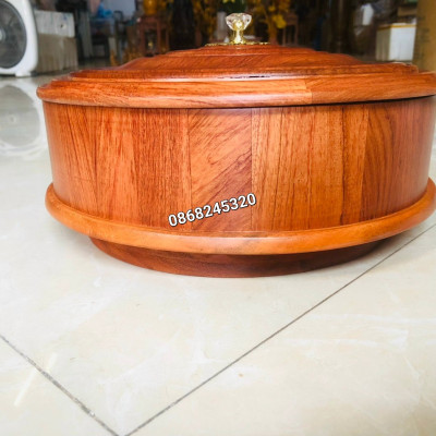 Khay đựng mứt tết bách kẹo ,hạt dưa bằng gỗ hương kt mặt tròn 31×10cm