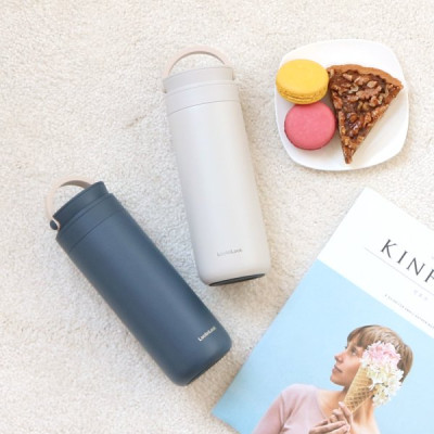 Bình giữ nhiệt Lock&Lock 475ml Metro Two Way màu trắng LHC4274WHT, Hàng chính hãng, có quai xách, đế silicone chống trượt - JoyMall