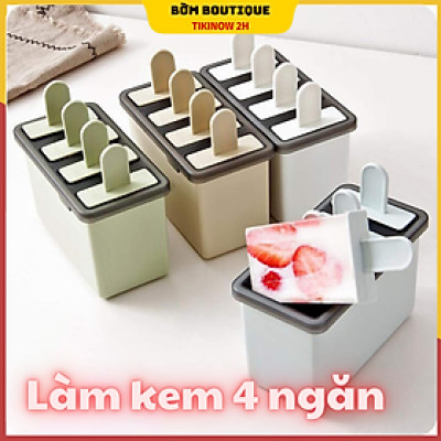 Hộp làm kem 2 lớp, khuôn làm kem 4 ngăn siêu tiện lợi (giao màu ngẫu nhiên)