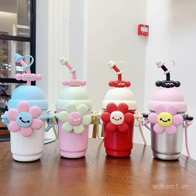 Bình Giữ Nhiệt Hoa Dễ Thương 700ML Inox 316 Cao Cấp – Kèm Ống Hút, Dây Đeo, Sticker & Cọ Vệ Sinh - HÀNG CHÍNH HÃNG MINIIN