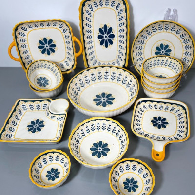 Bộ Bát Đĩa Thổ Cẩm Nordict Thương Hiệu Gosu Men Sáng Mịn Đẹp, Loại 1