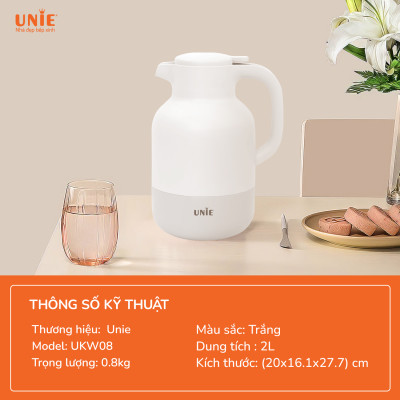 Phích giữ nhiệt UNIE UKW08,Công nghệ khoá nhiệt 5 lớp, dung tích 2l, màu sắc trang nhã- hàng chính hãng