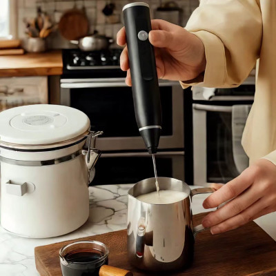 Máy Đánh Bọt Que Tạo Bọt Cafe Mini,  Trứng Cầm Tay  Không Dây Tích Điện 3 Chế Độ