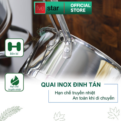 Bộ nồi chảo chống dính cao cấp Fivestar 6 món 3 đáy từ nắp kính ( tặng bộ sạn dừa 4 món )