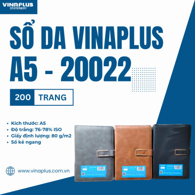 Sổ tay ghi chép 200 Trang A5 VINAPLUS 20022 sổ tay bìa da PU có khóa nam châm tinh tế