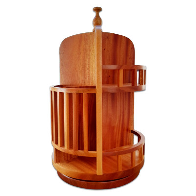 Khay Gỗ Xà Cừ Đa Năng Xoay 360 Độ Đựng Gia vị Muỗng Đũa Trên Bàn Ăn - Đồ Gỗ Nhà Bếp Thương Hiệu Trường Sơn