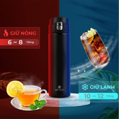 Bình Giữ Nhiệt Inox 304, Tráng bạc Elmich EL-8295 (Dung tích 500ml, Giữ Nóng 8h - Giữ Lạnh 12h) - Hàng Chính Hãng