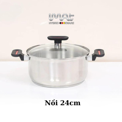 iMAT chính hãng: bộ 5 nồi chảo inox không chống dính gồm quánh 18| nồi 20| nồi 24| chảo chiên 24| Chảo xào 24cm